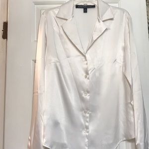 KASPER | White V-neck Button Down Blouse